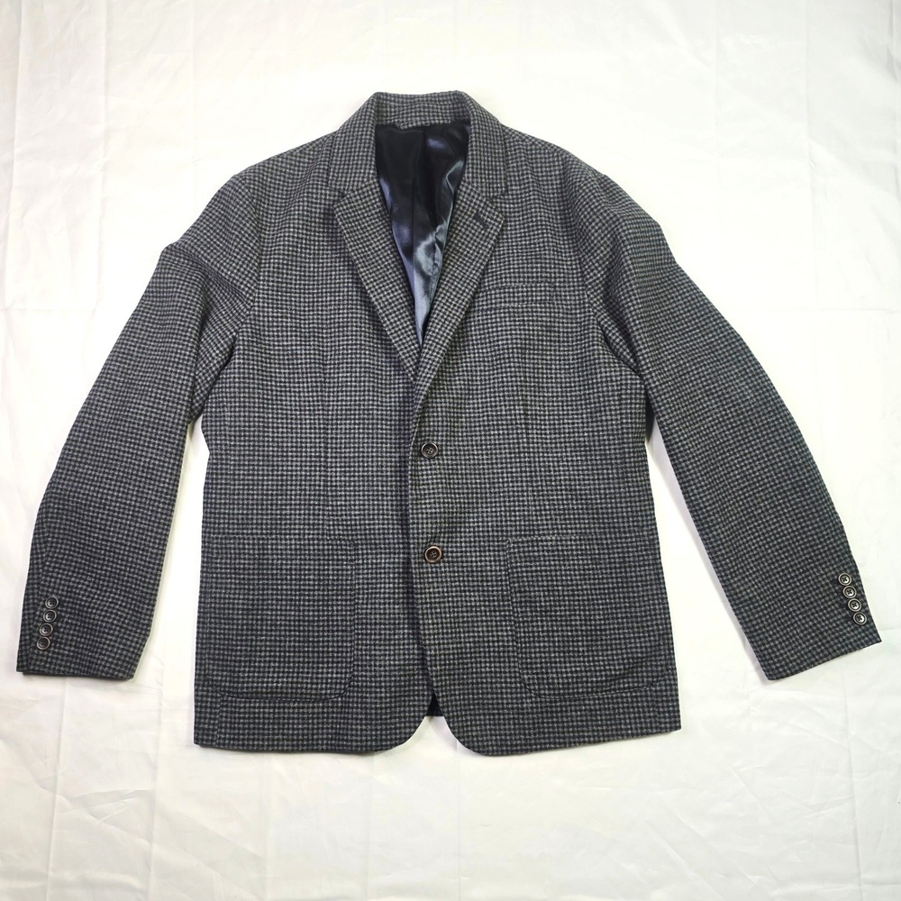 Goodfellow & Co Men's Houndstooth Blazer Size L Grey Blue Two Button Sport Coat
